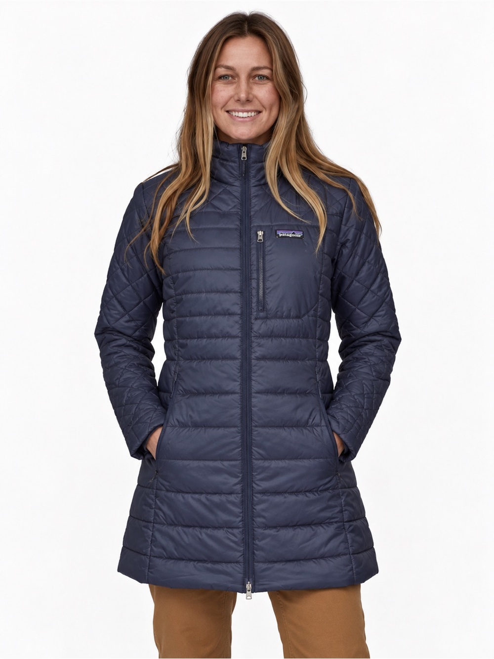 Patagonia Radalie Insulated Parka Women’s Small Navy Blue Quilted Long Coat